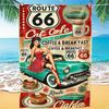 Telo da Spiaggia Mulino a Vento Route 66, Design Artistico Auto d'Epoca e Caffè, Asciugatura Rapida Senza Sabbia, per Spiaggia e Picnic