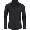 Men's Long Sleeve Solid Color Shirt, 4-Way Stretch, Natural Color Button, Slim Fit, Wrinkle Free, Business Casual Dress Shirt