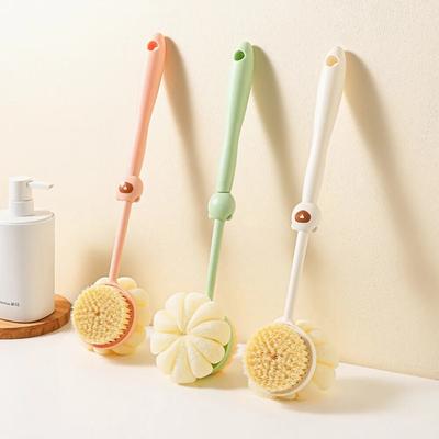 Zweiseitige Dusch-Körperbürste aus Silikon mit langem Griff, Badezimmer-Waschbürste, Bade-, Massage-, Rücken- und Körperpeelingbürste, Badezubehör