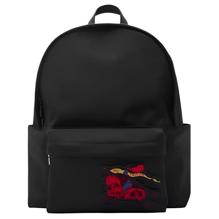 

Burberry EKD Logo Furry Patch Nylon Backpack Black Lightweight Laptop Backpack for Men Daily School Travel 81195901 Basic Set (Bag+Dust Bag)