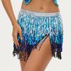 Bohemian Sequin Hip Scarf: Four-layer Tassel Waist Chain Belly Dance Costume for Women. Perfect for Halloween Performances.