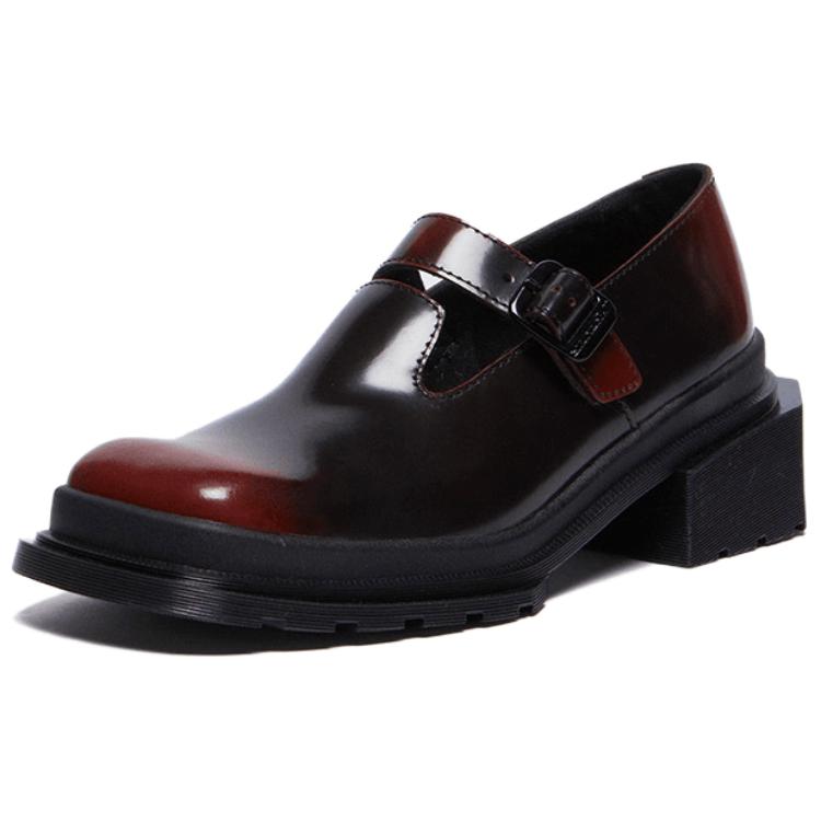 Dr. Martens Leather Fashionable Elegant Chunky Heel Mary Jane Shoes 1.5cm Women shoes Black Red 32077770