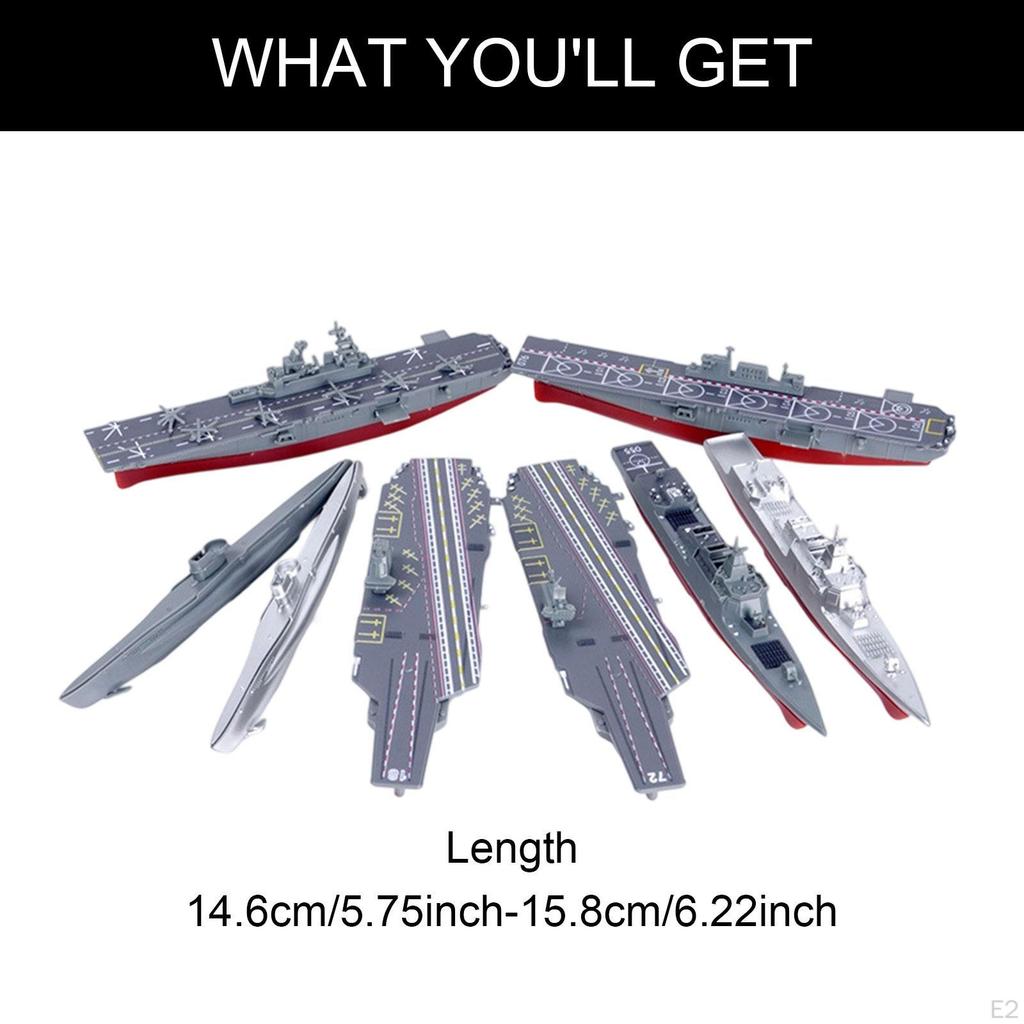 8 Pieces 4D Aircraft Carrier Model Kit To Build Naval Patrol Boat Playset Desk Decor Warship