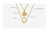 18K Gold Sun Embossed Portrait Pendant Necklace, Titanium Steel Clavicle Chain