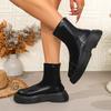 Winter Elegant Solid Color Round Toe Sexy Thick Soled Work Boots Fashionable New Comfortable Non Slip Women'S Short Boots