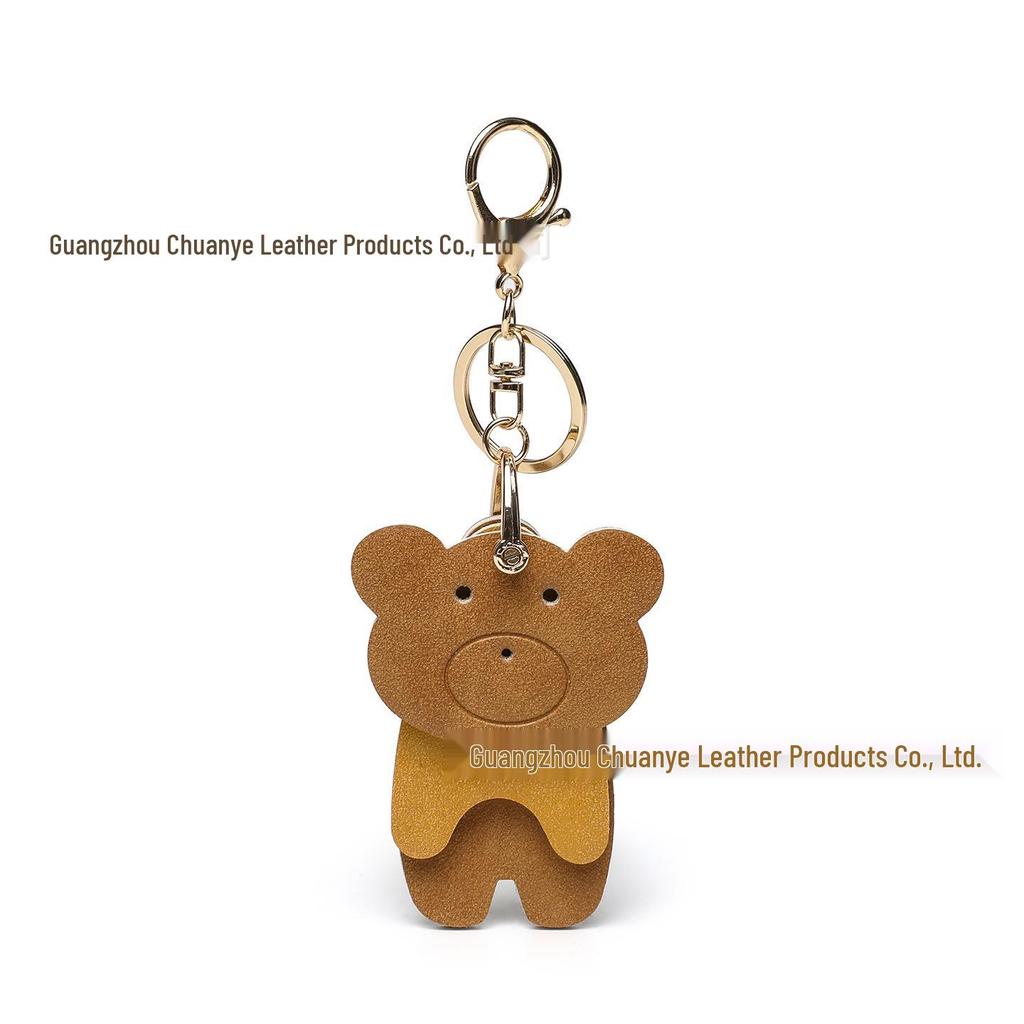 Adorável Chaveiro de Urso de Desenho Animado de Alto Valor Transfronteiriço - Lindo Pingente de Mochila de Couro PU de Alta Qualidade