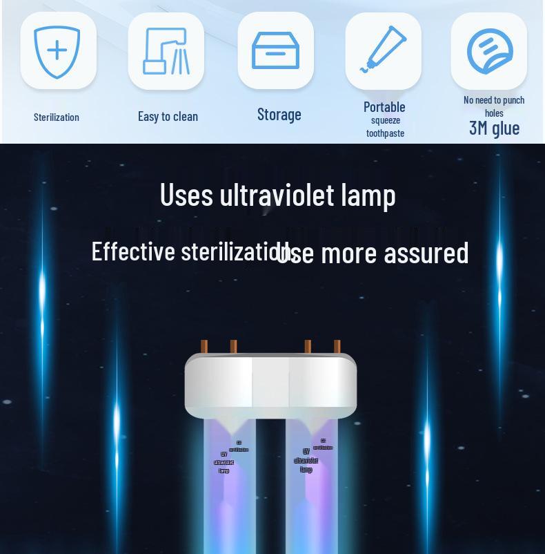 UV Toothbrush Sterilizer & Holder with Automatic Toothpaste Dispenser