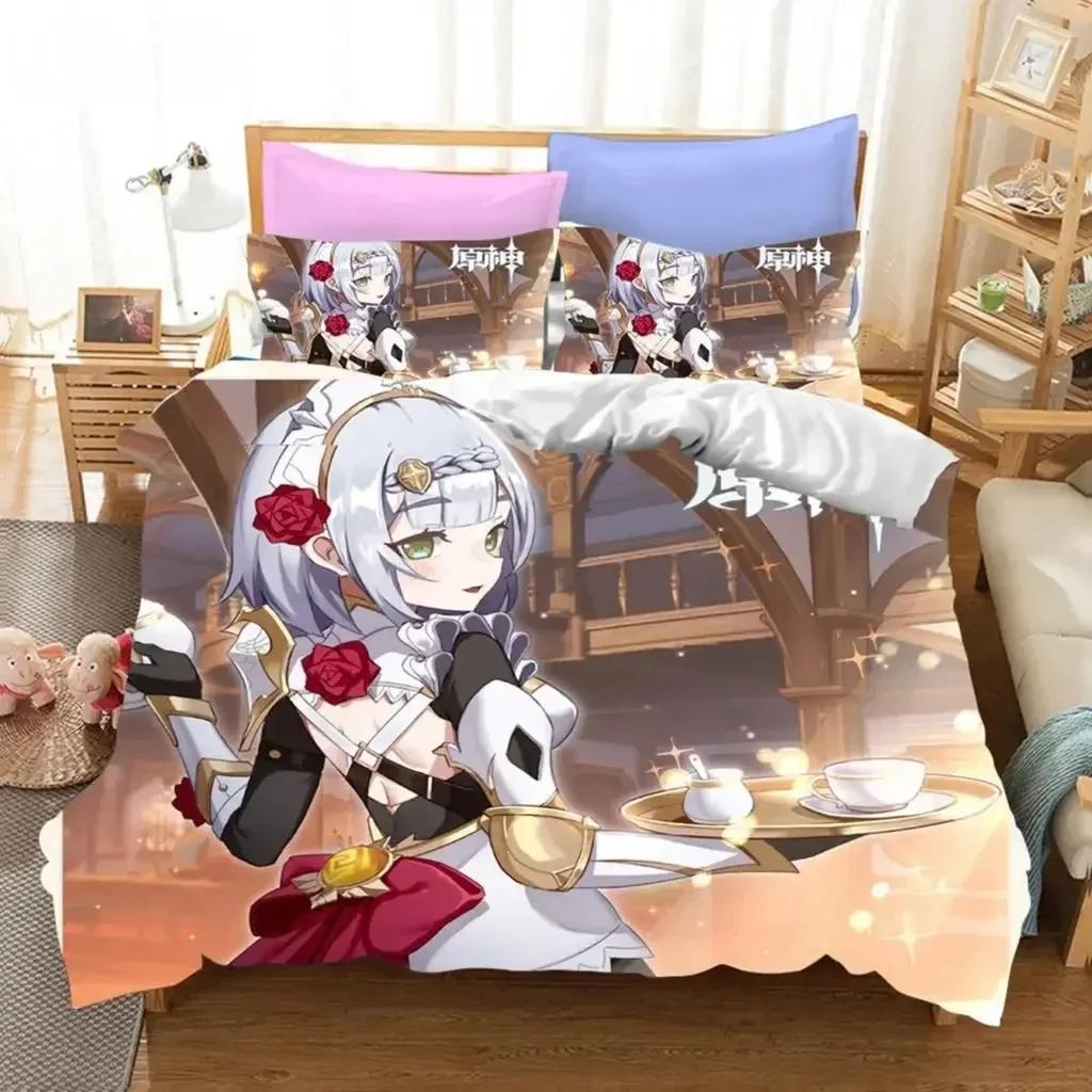 3D Game Genshin Impact Bedding Sets Keqing Xiao Duvet Cover Set Boys Adults Single Full Queen King Size Bed Linen