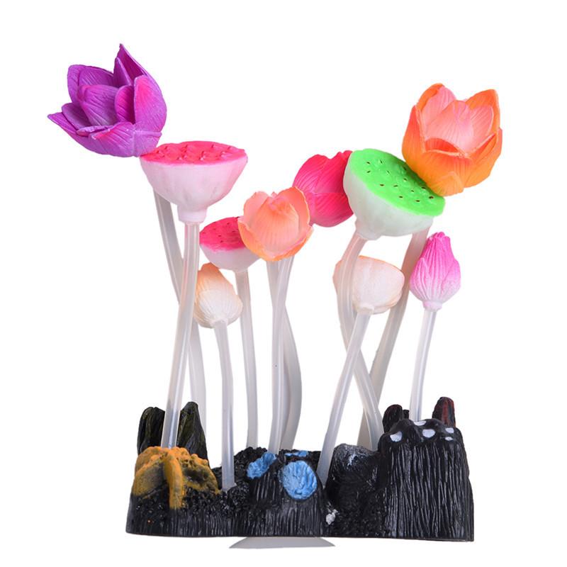Luminous Aquarium Decor: Simulated Jellyfish, Coral, Water Plants, Fluorescent Mushroom, Lotus Leaf.