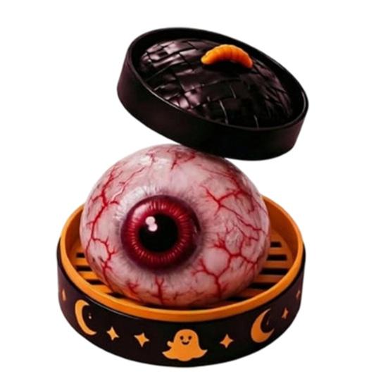 Stress Relief Gadget 1/5/6Pcs Halloween Dumpling Squeezing Toy with Steamer Pumpkin Ghost Eyeball Toys Skeleton Bun for Kids Adults Party