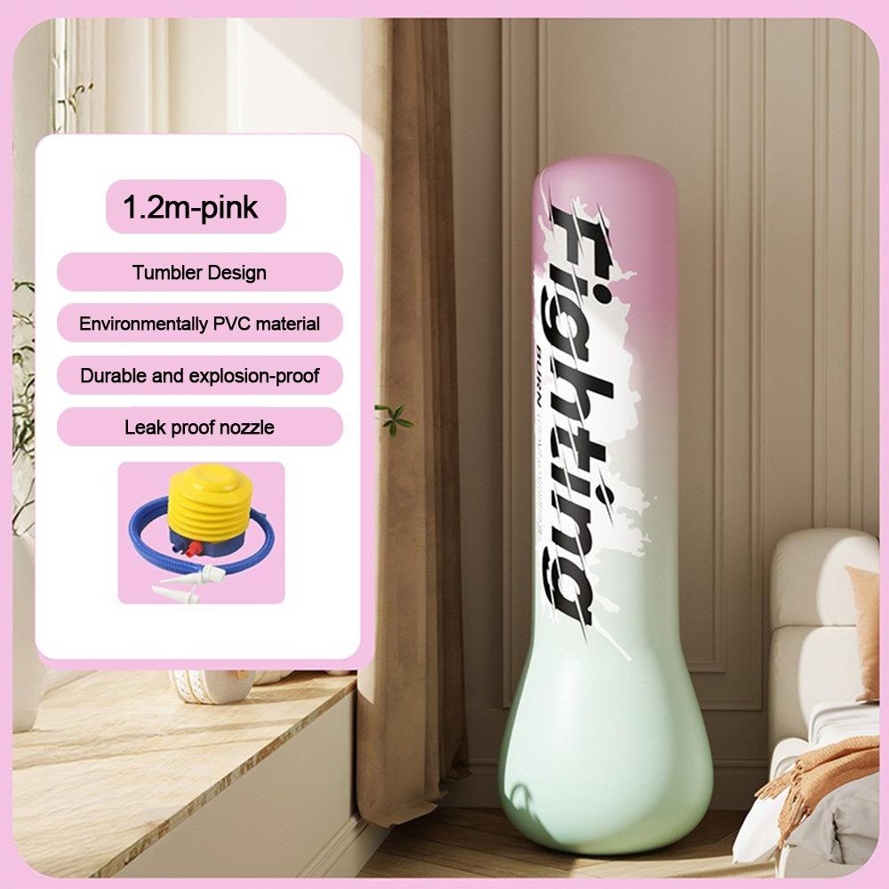 

Утолщенный надувной боксерский мешок ПВХ с отскоком Боксерская стойка для детей Игра в помещении/на улице 1.2m-pink