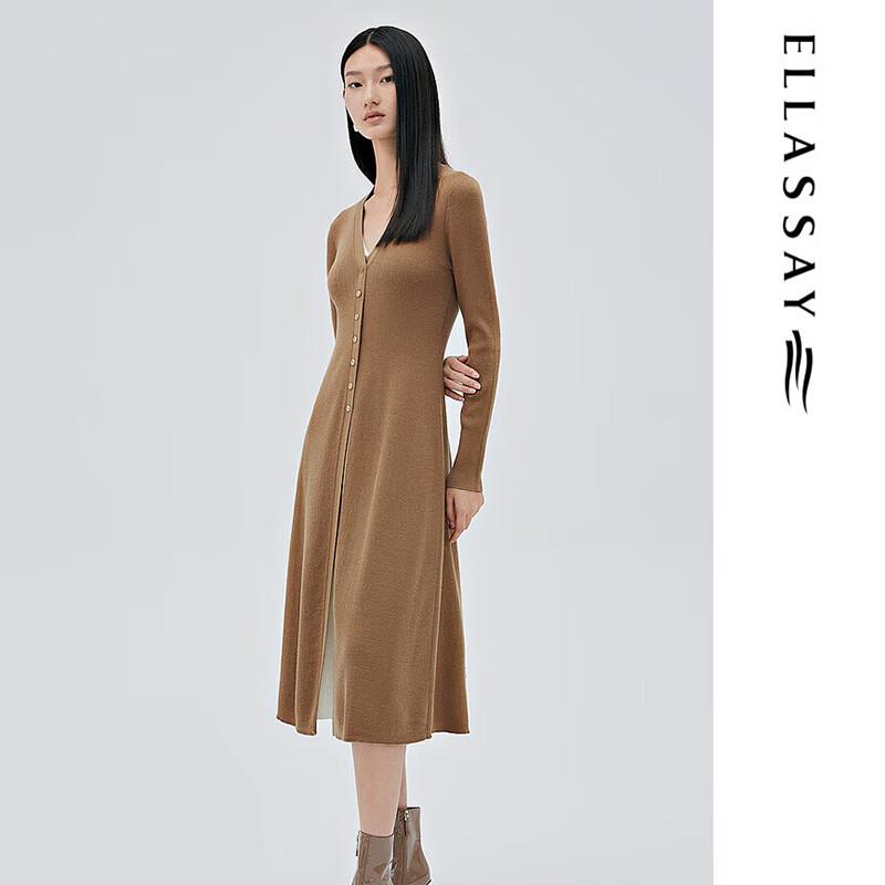 

ELLASSAY Women s Spring/Autumn Wool Patchwork Knit Vintage Dress EWE333M01300 S