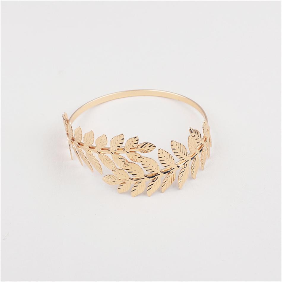 Metal Leaf Open Arm Ring Punk Personality Wide Cuff Bangles Girl Jewelry Simple Exaggerated Geometric Pulseras