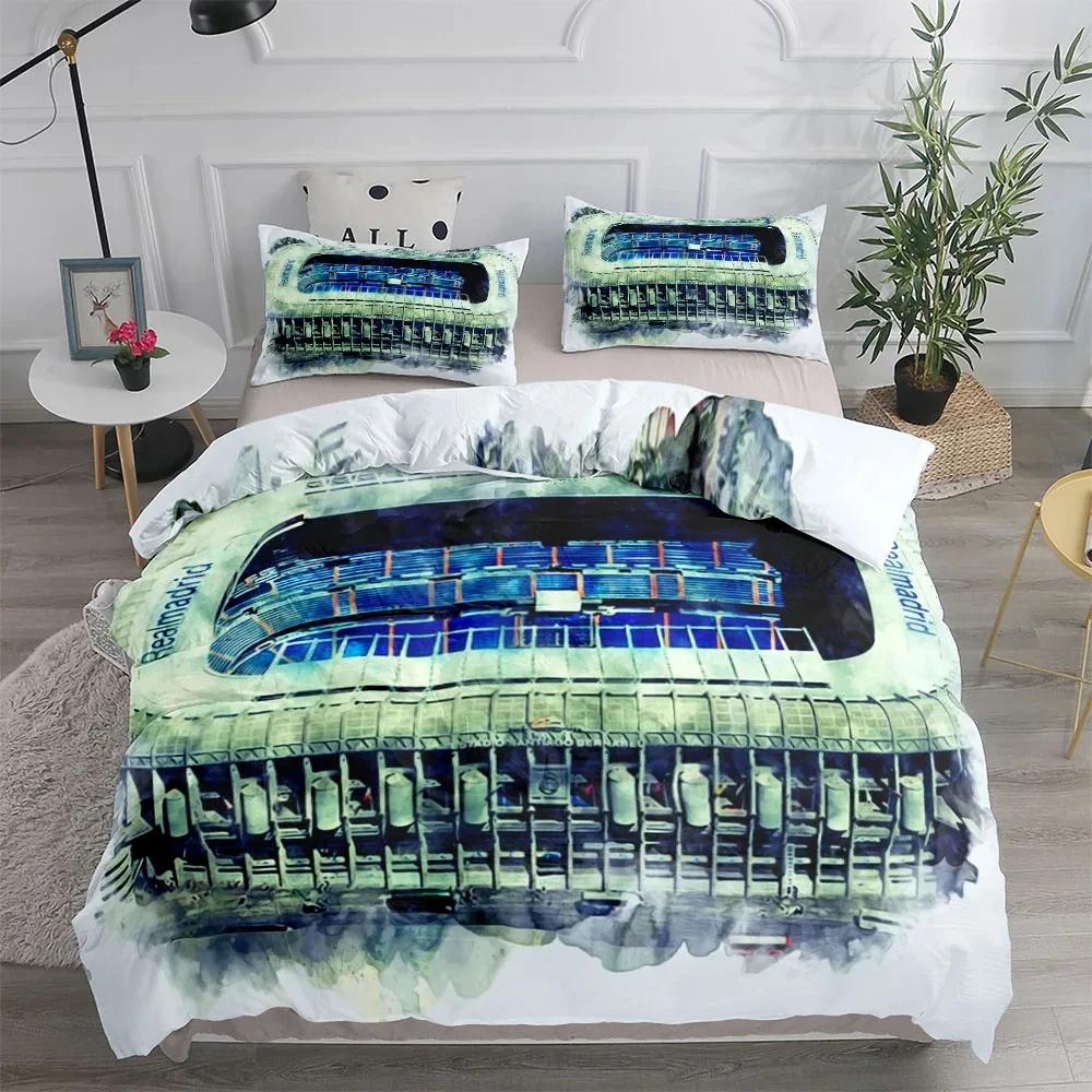 

Футбольный стадион Силуэт Плакат Пододеяльник Комплект постельного белья UK Single Double Queen King US Twin Full King Size Комплект постельного белья EU single(135x200cm)