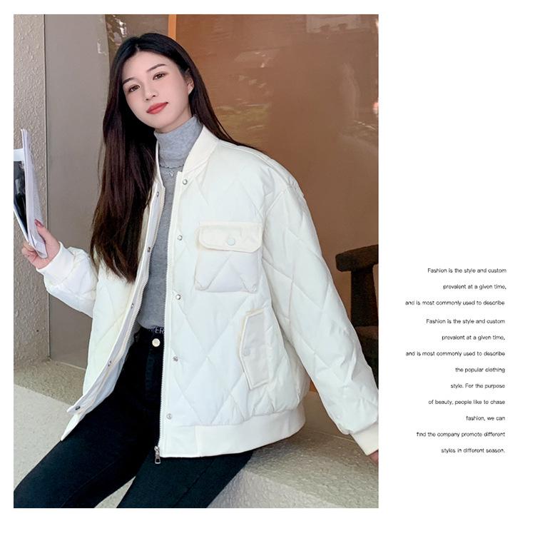 Maillard Argyle Women's Winter Baseball Jacket - Fashionable, Short, Loose, Thickened Cotton-Padded Coat