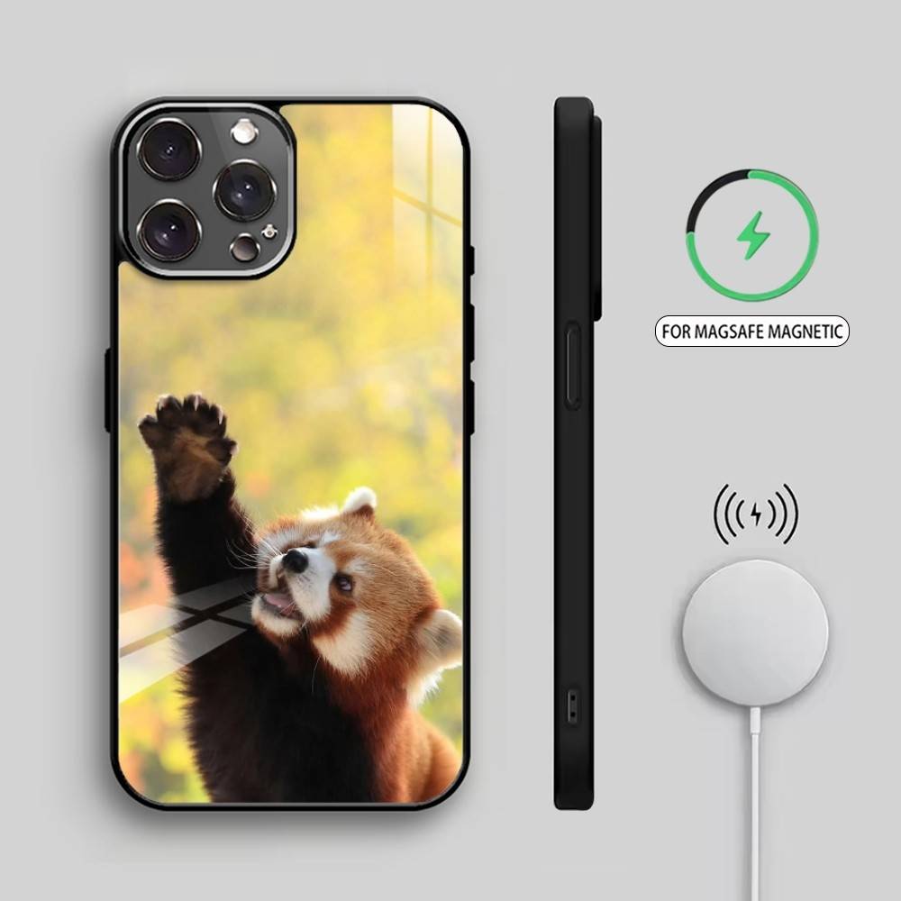 B-Beyond Cute Western Red Panda Phone Case For iPhone17,16,15,14,13,12,11 Plus,Pro Max Magnetic For Magsafe Wireless Charging