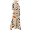 Abito Camicia Lungo da Donna Casual in Cotone Lino Stampato Ampio Temperamento