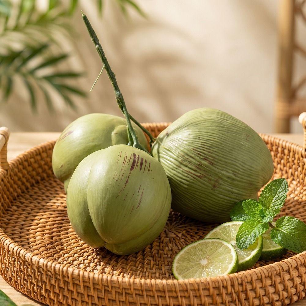 Green Artificial Coconut Plastic Fruit Ornament Fake Coconut Fruit Weddings