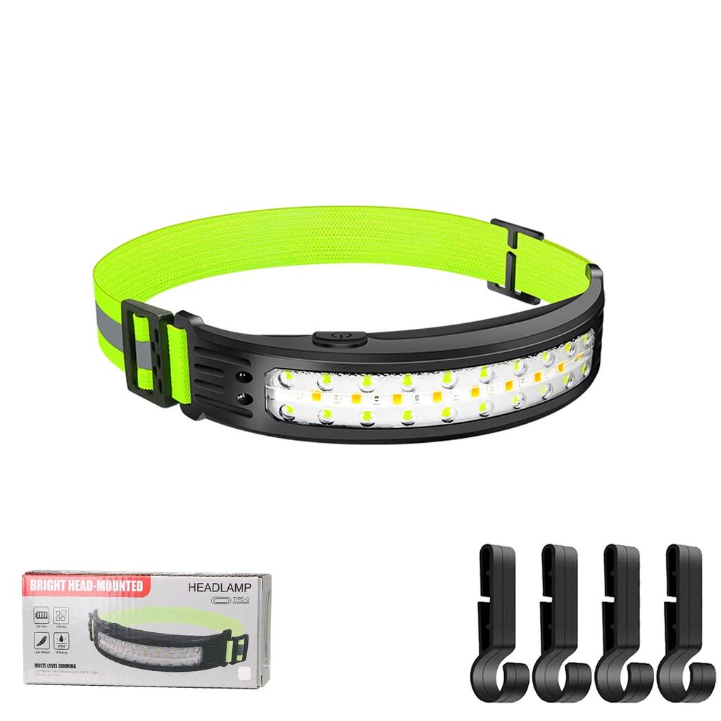 Induction LED COB Headlamp USB Rechargeable Waterproof Search Light Head Flashlight 6 Lighting Modes for Camping Fishing Hiking