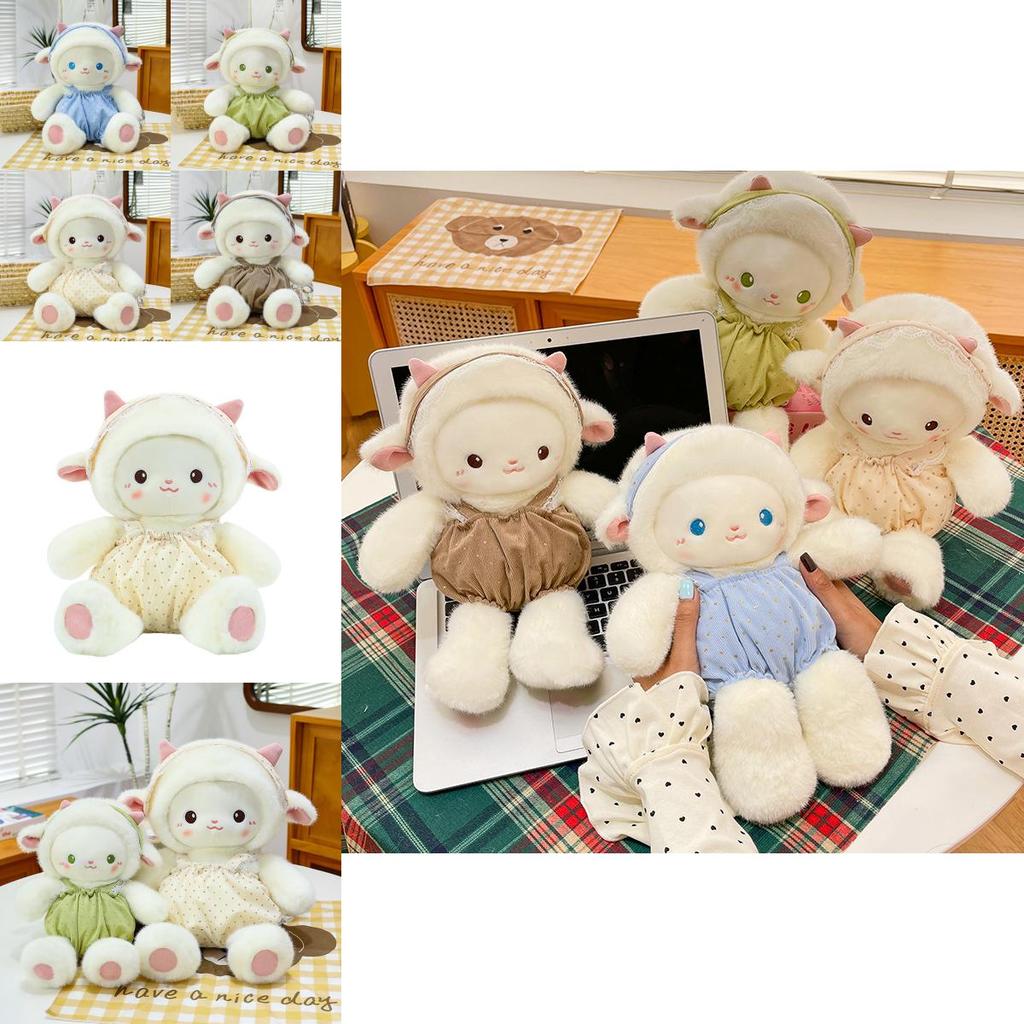 Plush Sheep Toy With Dot Patterned Clothing Decor For Kids Birthday Gift