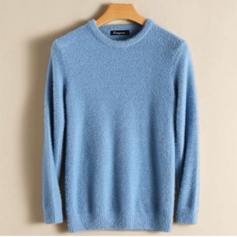 Autumn and Winter Korean Version Simple Solid Color Versatile Round Neck Long Sleeved Loose Casual Oversize Mink Sweater