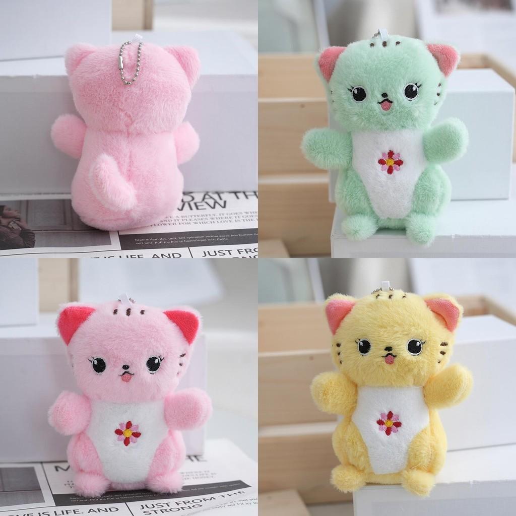 Adorable Cartoon Cat Plush Stuffed Toy With Soft Pp Cotton Filling In Pink Green Yellow