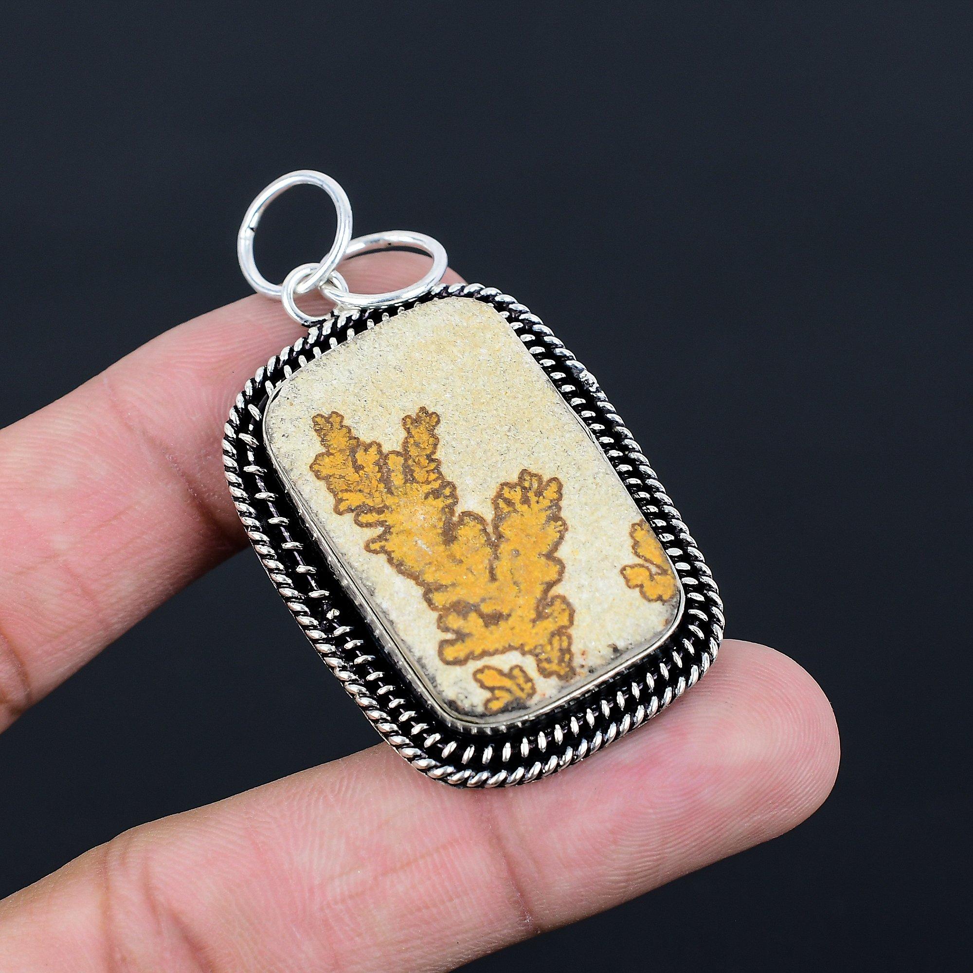 

Psilomelane Dendrite Gemstone 925 Sterling Silver Sister Ethnic Pendant Jewelry