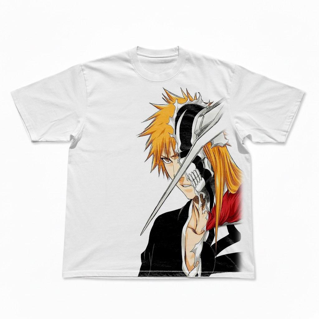 Best Anime Bleach Ichigo Kurosaki Graphic Cotton Tshirt Unisex Short Sleeve Fashion Brand Tee Luxury Casual Vintage Tees