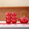Red Ceramic Tea Set, Chinese Wedding Tea Set, Handmade Tea Pot Set, Special Customized Home Porcelain Beauty Tea Cup Set