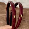 2025 Korean Burgundy Leather Thin Headband for Women - High Skull Top, Autumn/Winter, High-End Feel