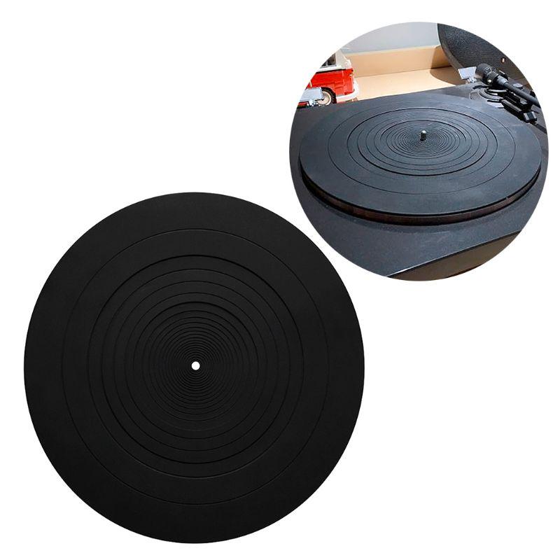 12 inch Turntable Platter Mat Rubber Silicone Turntable Slipmat Pad for All for LP Vinyl Record Players Black