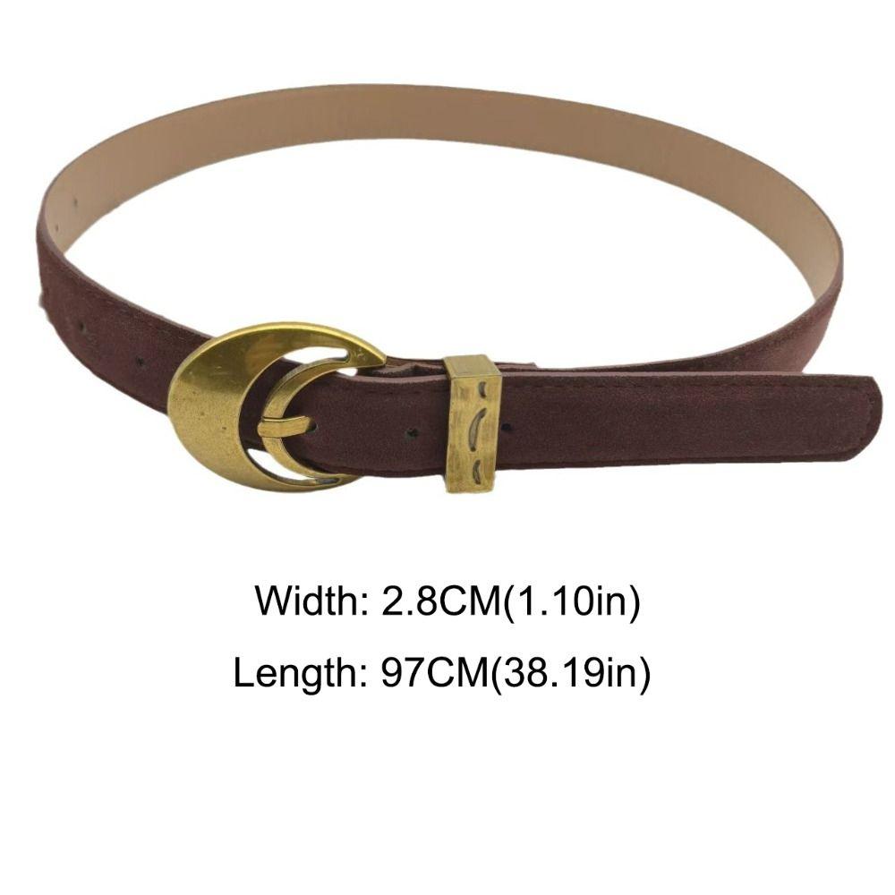 Retro Buckle Suede Leather Belt Luxury Design Waistband Trendy Waist Belt  For Women