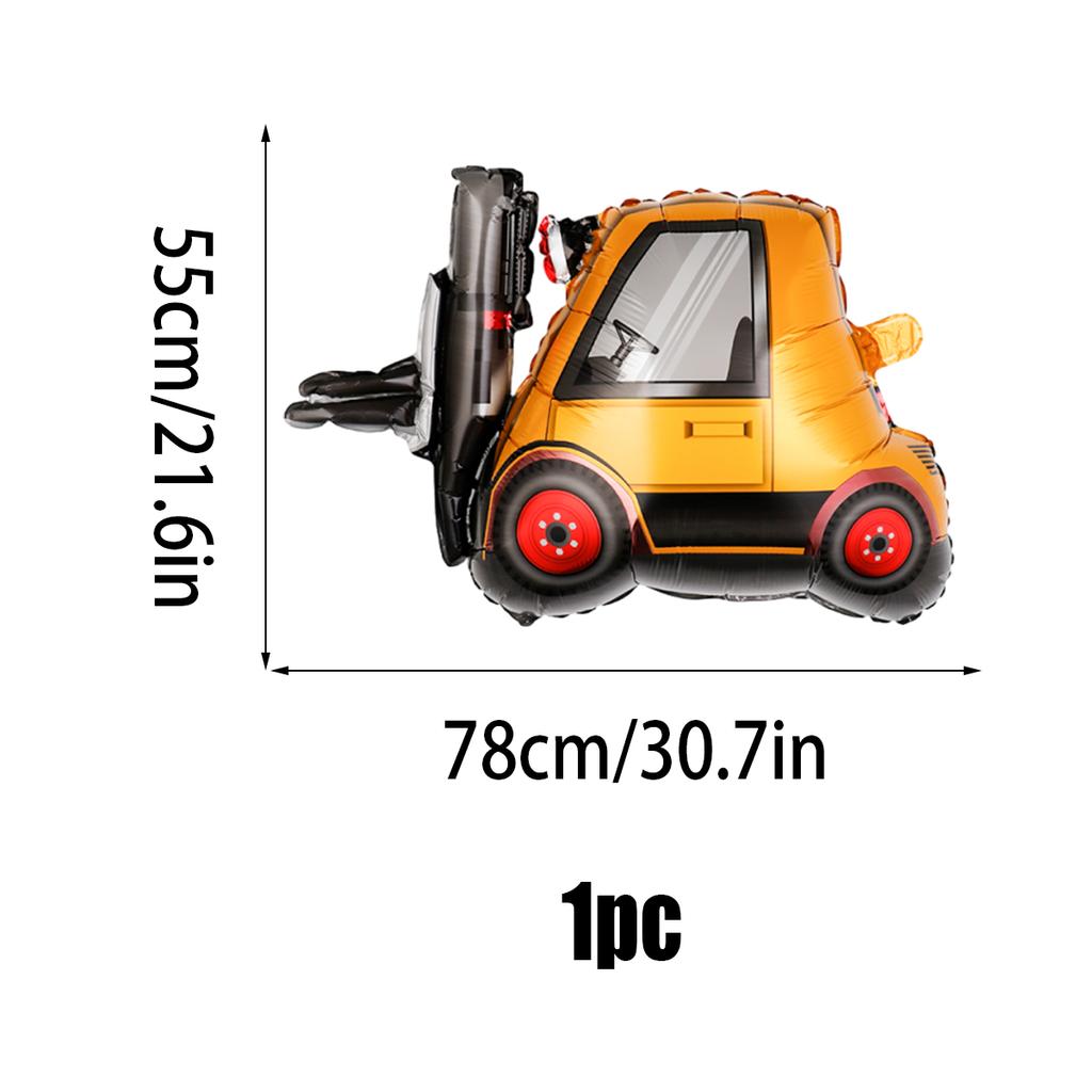 4-teiliges Baustellen-Ballon-Set, einschließlich Bagger-, Gabelstapler-, Mischtruck-Folienballons, Baustellen-Geburtstagsthemenparty