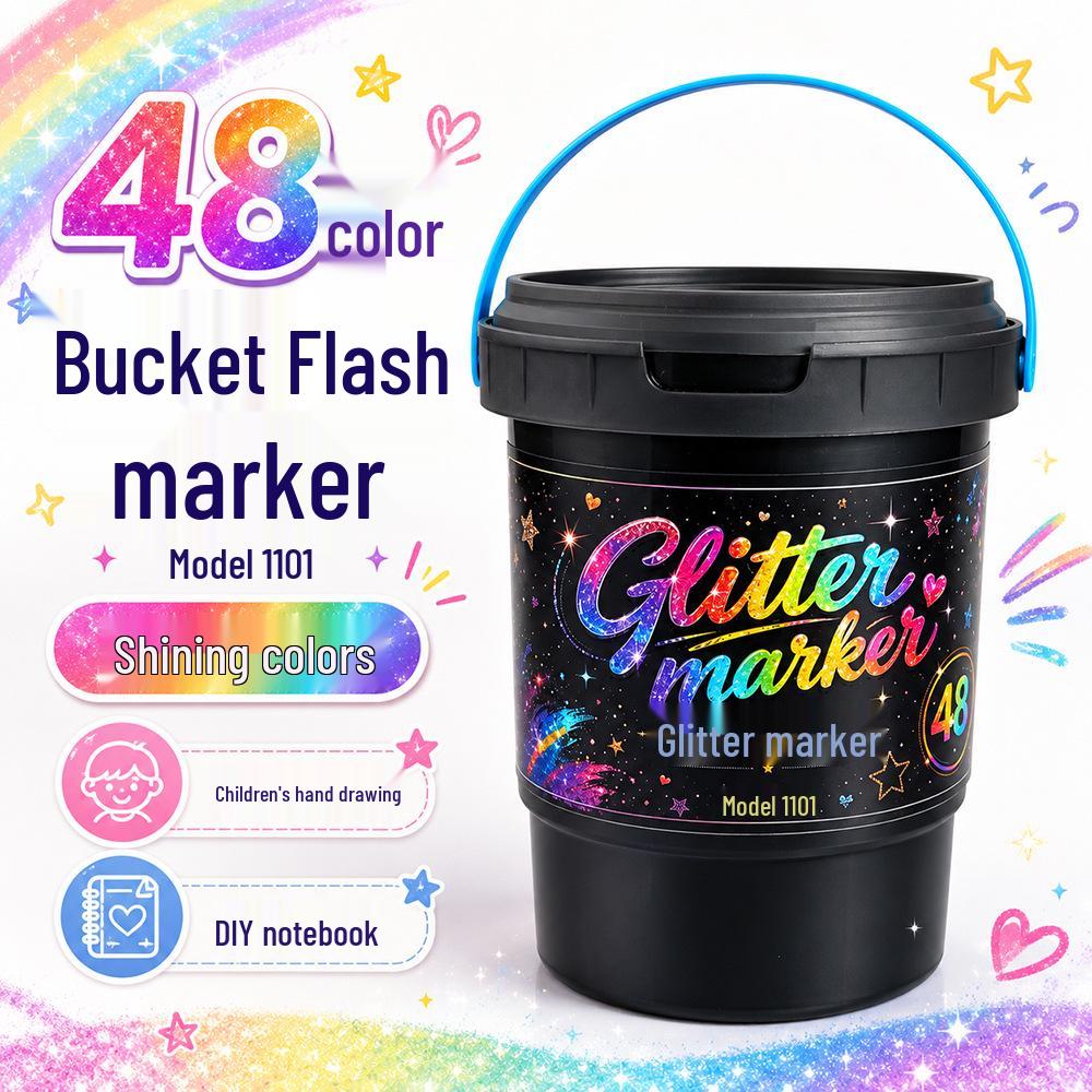 Washable Glitter Markers for Kids - Soft Tip Super Sparkle Colors for Art & School