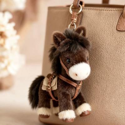 2026 New Lucky Horse Year Mascot Pendant Short Plush Zodiac Horse Doll Key Rings Creative Decoration Keychain for Schoolbag Backpack Handbag and Car