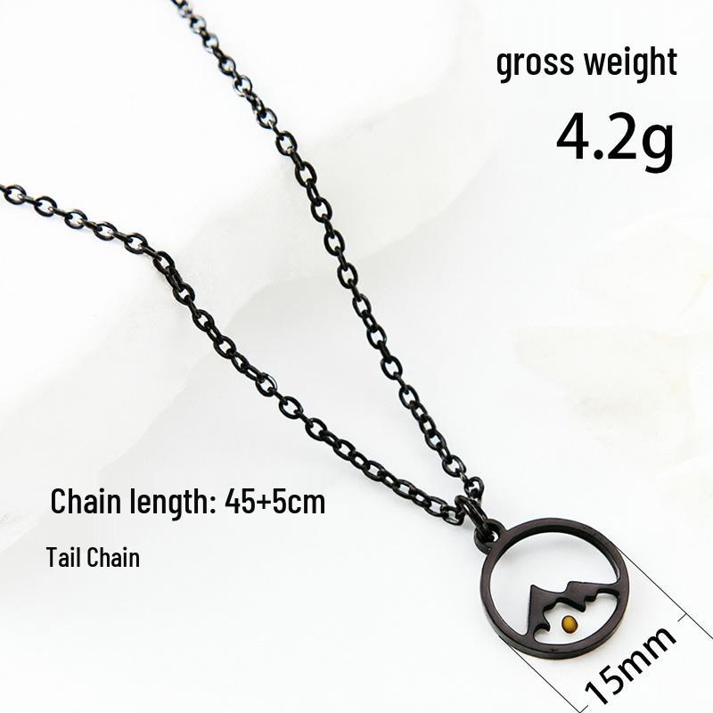 European-American Fashion Metal Necklace: Minimalist Mustard Seed Round Plate, Flat Cross Chain, Stainless Steel