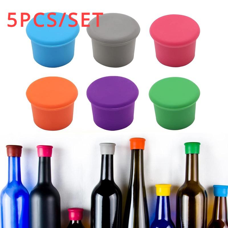 

5pcs Random Color Silicone Wine Beer Cover Bottle Stopper Caps Strong Seal Keep Fresh Cork Wine Stopper