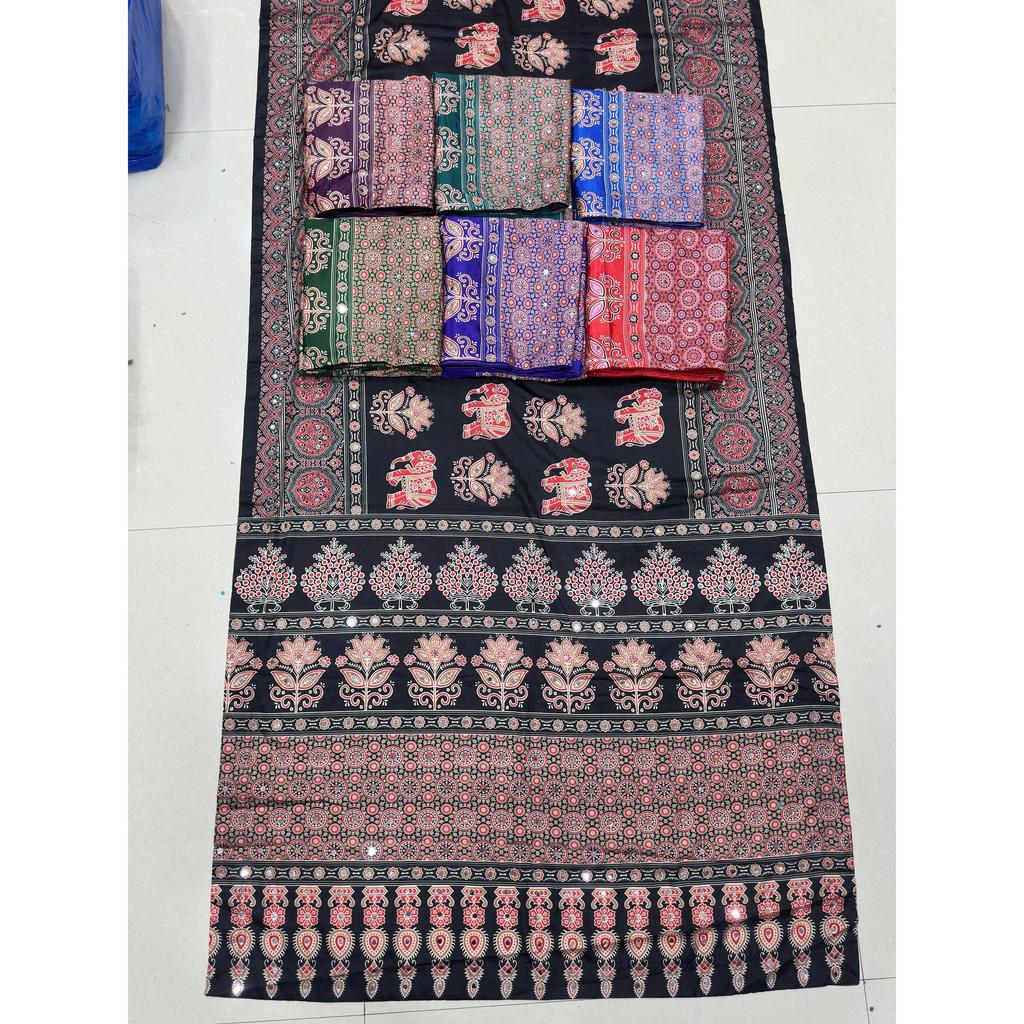Regal Charm Redefined – Ajrak Digital Print Crap Silk Saree