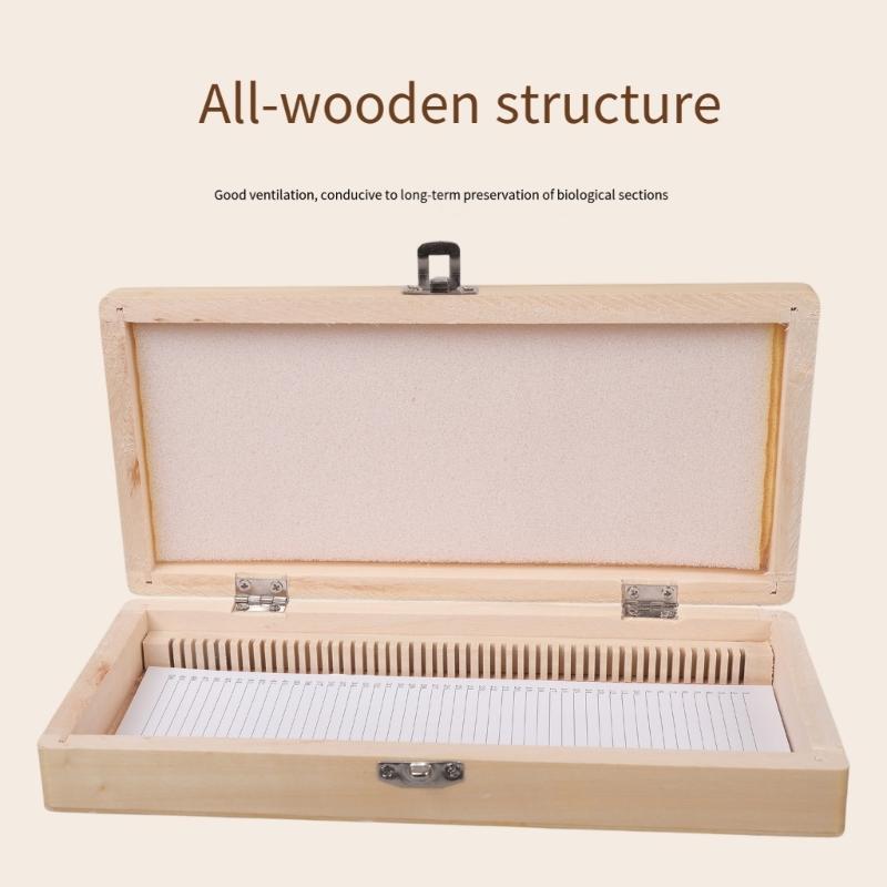 Aufbewahrungsbox aus Holz mit Metallscharnier für 50 Stück Mikroskop-Objektträger für biologische Präparate