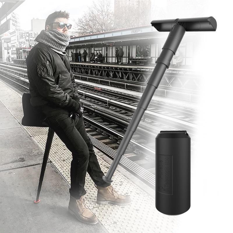 Taburete Plegable Portátil para Exteriores para Viajes y Hacer Cola - Silla Telescópica y Compacta