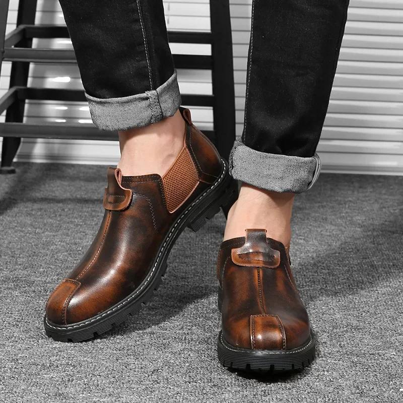 Autumn Early Winter Oxfords Mens Casual Shoes British Style Flat Fashion Brand Male Footwear Non-slip Black Brown D218