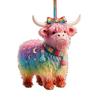 Colorful Yak Hanging Decor Highland Ornament for Christmas Tree Decor, Cute 2D Flat Decorative Charms Windowsills Acrylic Pendant with Gold