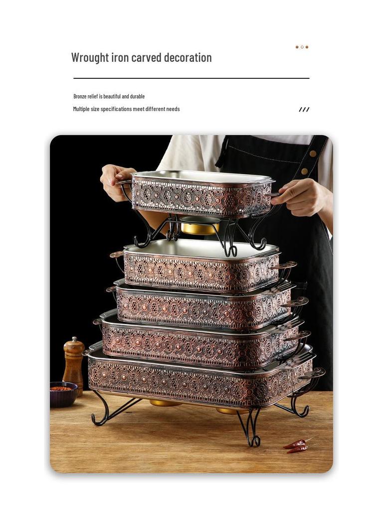 Rostfritt Stål Dubbelörad Djup Rektangulär Bak- och Grillplåt för Fisk och Skaldjur