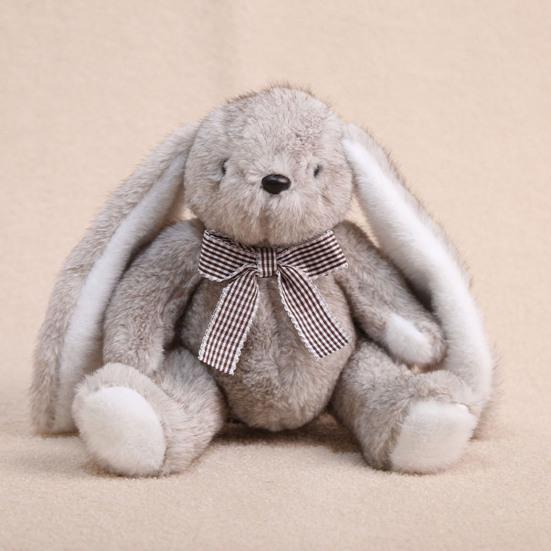 Huggable Plush Bunny Toy Stuffed Plaid Bow Rabbit Plushie Simulation Animal Doll Home Living Room Bedroom Decoration Birthday Gift