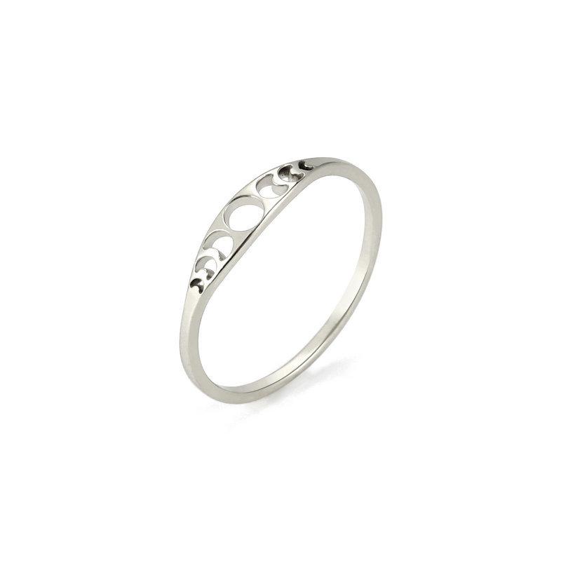Minimalist Hollow Sun And Moon Guard Ring Delicate Thin Band Versatile Simple Circle Finger Jewelry For Women
