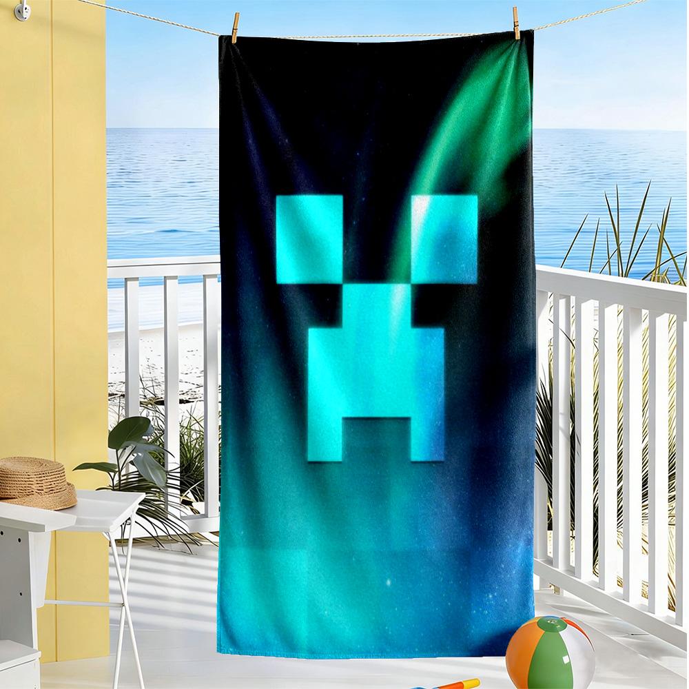Minecraft Beach Towel Super Soft Microfiber Quickdry Fabric Comfortable Lightweight Perfect for Traveling Yoga Camping and Swimming