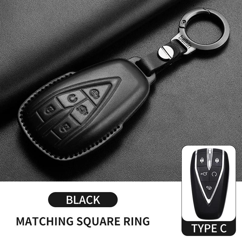 Leather Car Key Case Cover Holder Keychain Shell for Changan CS35 Plus CS55 Plus CS75 Plus Eado UNI T UNI K Oushang X5 X7 EV