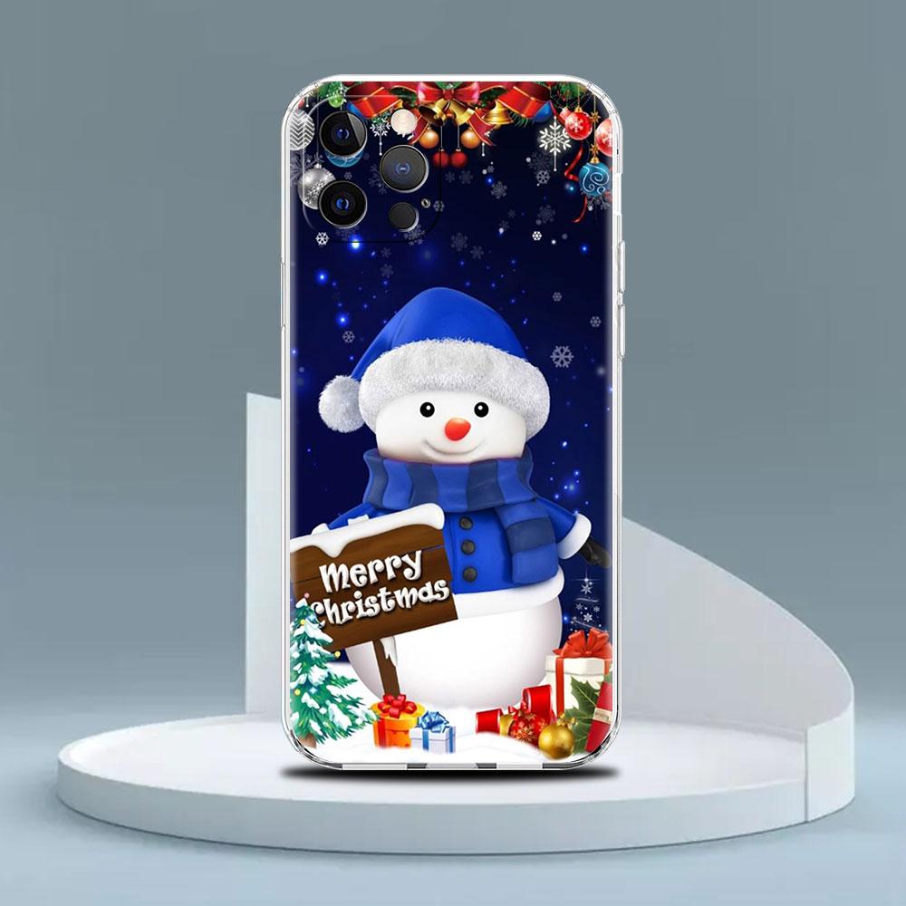 Cartoon Snowman Christmas Clear Case For Apple iPhone 13 11 14 12 Pro 7 8 Plus XR X XS Max 6 6S 13Pro Silicone Phone Cover