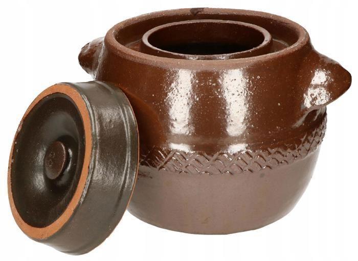 Pot à fermentation - Kotarbau - 5 l - Céramique - Marron - Avec couvercle