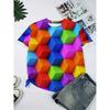 Women T Shirt 3D Funny Optical Illusion 3d Print T-shirt O-Neck Short Sleeve Tops Tees Women Clothing Geometric Tshirt Dizzy